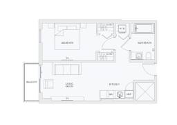 1Bed 1Bath 578Sqft Unit 210 